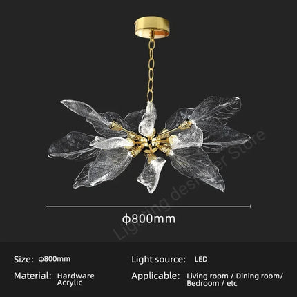 Lustre moderne en résine et verre forme feuille pour intérieur — LZ4X9T