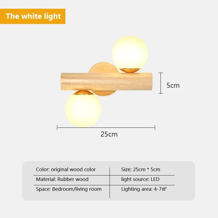 Applique murale LED réglable en verre et bois style nordique moderne — LZ4X9J