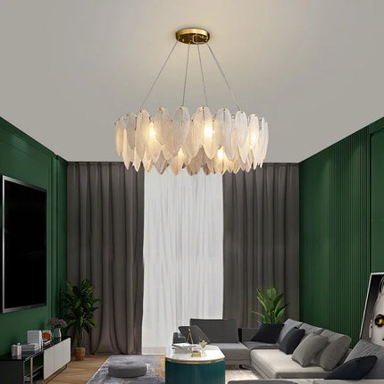 Suspension LED en verre effet plume pour salon et chambre — LZ4X9T