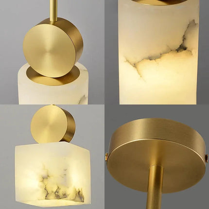 Suspension nordique en marbre et cuivre avec éclairage LED intégré — LZ4X9P