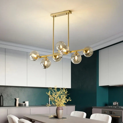 Lustre suspension en cuivre avec globe en verre pour intérieur — LZ4X9P2