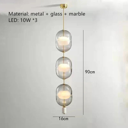 Suspension nordique en verre avec plafonnier marbre et métal — LZ4X9Q2