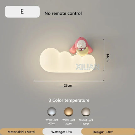 Applique murale LED nordique pour enfants motifs lune, soleil et animaux — LZ4X9P