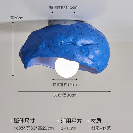 Plafonnier LED en résine style japonais Wabi-Sabi pour décoration silencieuse — LZ4XJ9