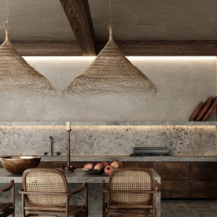 Suspension rétro en bambou tissé pour décoration asiatique — LZ4X9Q2