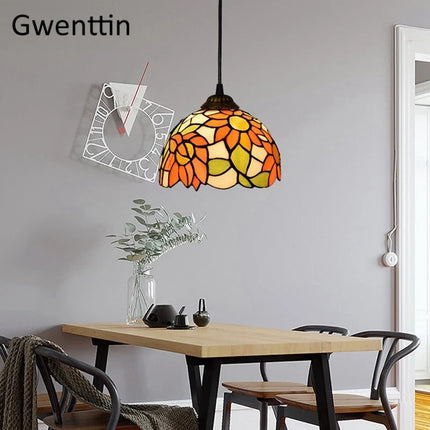 Suspension en verre teinté style Tiffany pour décoration moderne — LZ4X9M