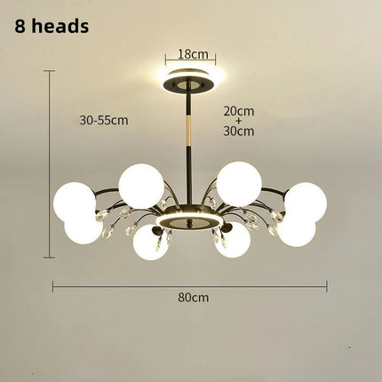 Lustre moderne en verre avec cristaux lumineux pour éclairage élégant — LZ4X9P