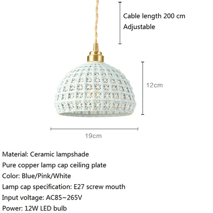 Suspension LED en laiton et céramique style nordique rétro — LZ4Q9T1