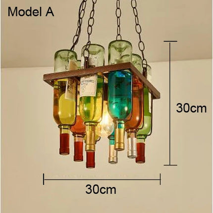 Lustre suspension vintage en verre bouteille pour bar et café E27 LED — LZ4X7M