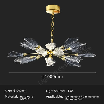 Lustre moderne en résine et verre forme feuille pour intérieur — LZ4X9T