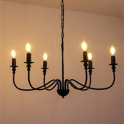 Lustre en fer noir avec éclairage LED pour intérieur moderne — LZ4X9P