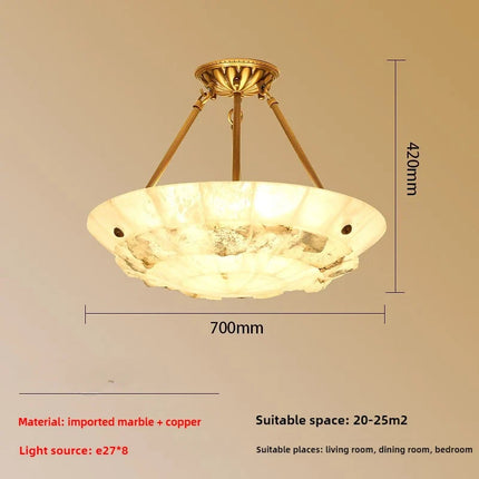 Lustre suspension minimaliste en cuivre et marbre design moderne — LZ4X9P2