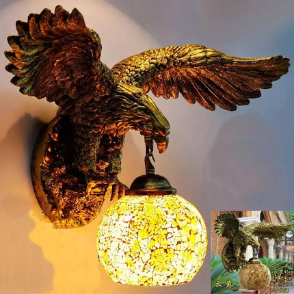 Applique murale artistique lumineuse style rétro bohème avec aigle — LZ4X9T2