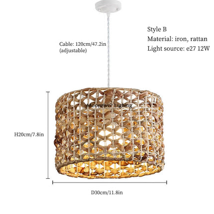 Suspension rotin style wabi sabi pour décoration moderne — LZ4X9T