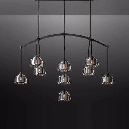 lustre vintage en cristal et cuivre pour éclairage intérieur