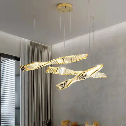 Lustre en cristal doré design postmoderne avec éclairage LED — LZ4X9T