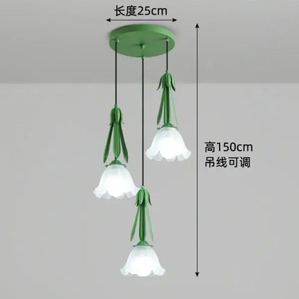 Lustre suspension LED à 3 têtes en verre blanc laiteux — LZ4X9J