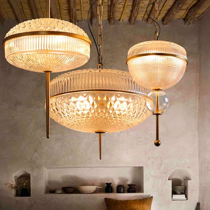 Suspension en verre champagne avec structure métal doré 3000K — LZ4X9M