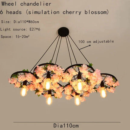 Lustre à roues à têtes multiples en forme de fleurs de cerisier pour espaces commerciaux — LZ4X9P2