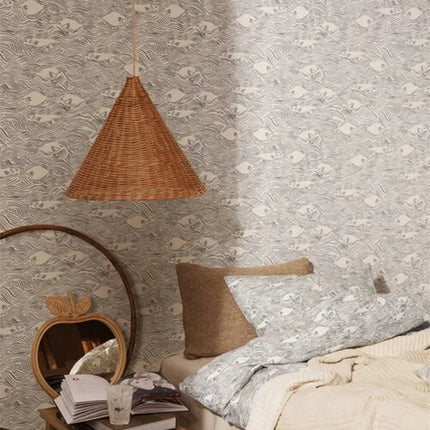 Suspension avec abat-jour rotin tricoté main design minimaliste — LZ4X9T