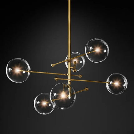 Suspension boule de verre LED design nordique noir et or pour salon — LZ4X9P2