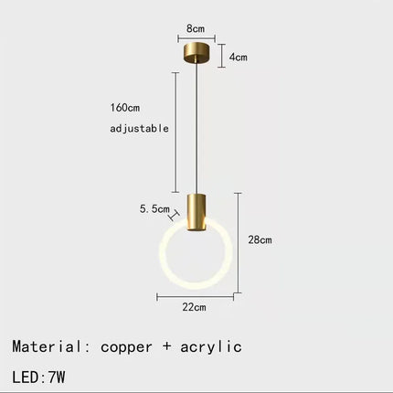 Applique murale LED moderne en laiton avec anneau acrylique et 3 couleurs dimmables — LZ4X9T