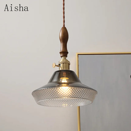 Suspension élégante en noyer et verre cuivre pour intérieur — LZ4X9P