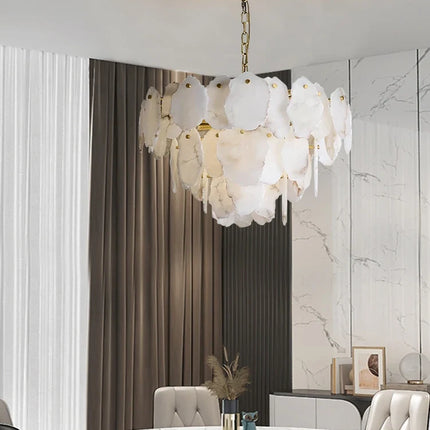 Lustre en marbre naturel avec détails en cuivre pour décoration intérieure — LZ4X9P2Q