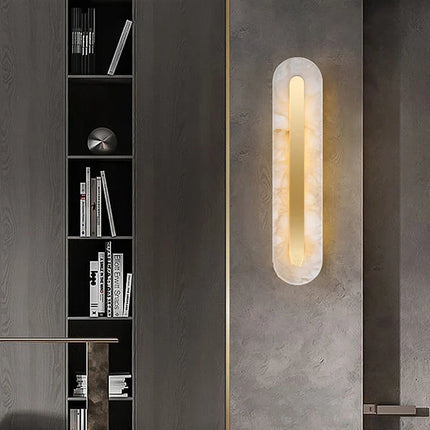 Applique murale en cuivre avec marbre ovale et carré minimaliste — LZ4X9T2