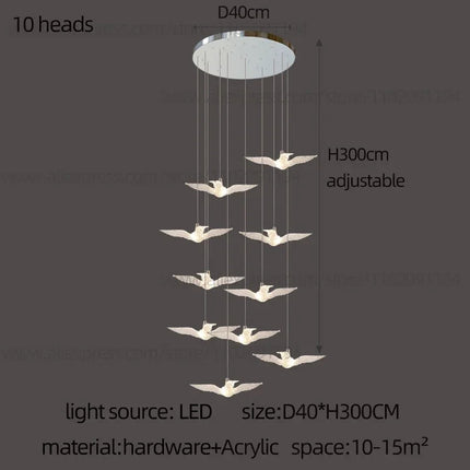 suspension LED décorative en forme d'oiseau idéale pour loft