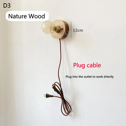 Applique murale vintage Wabi Sabi avec interrupteur et câble de prise — LZ4X9M2