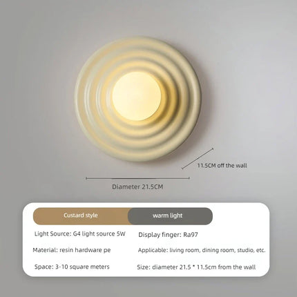 Applique murale LED ronde en résine style rétro japonais — LZ4X9P2