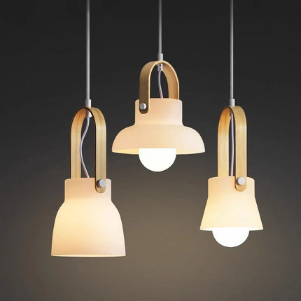 Lustre suspension en verre et bois au design moderne minimaliste — LZ4X9P2