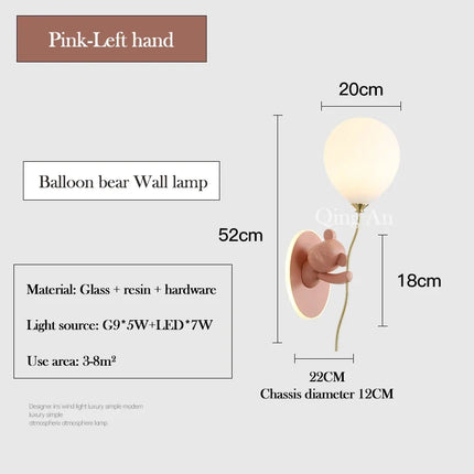 Applique murale LED ours doré en verre pour chambre enfant — LZ4X9T1