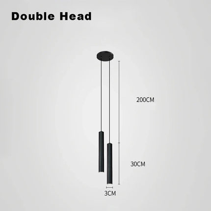 Moderne nordique suspension LED lampe Double tête suspension salle à manger 2m lampe suspendue tuyau Decora cylindre tuyau ligne lustre