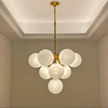 Lustre suspension nordique en cuivre et verre moderne — LZ4F7Q2