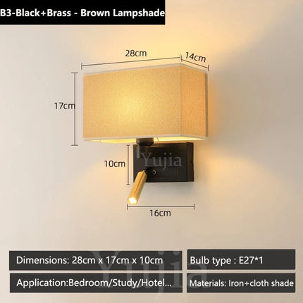 Applique murale avec abat-jour en tissu et spot orientable 360° — LZ4XJ9