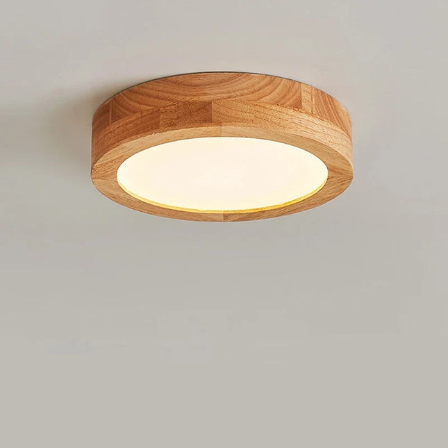 Plafonnier LED rond en bois style nordique simple — LZ4X7J9