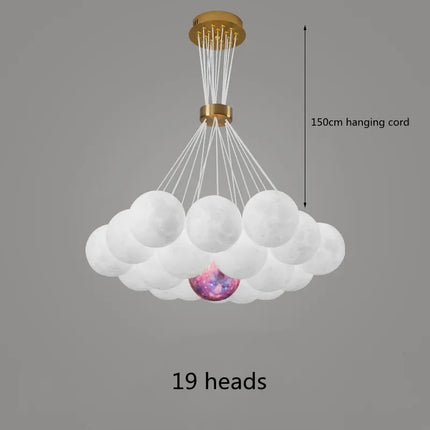 Lustre LED suspension 3D forme lune bulle boule — LZ4X9M