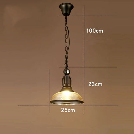 lustre vintage industriel en forme de boule de billard avec abat-jour en verre