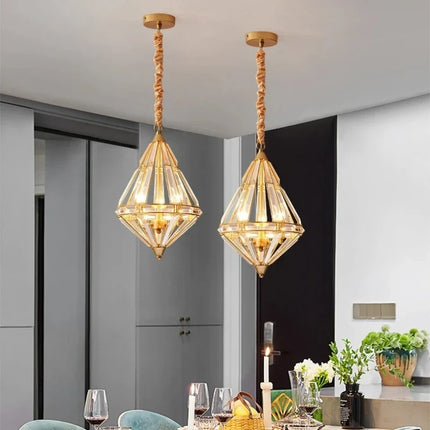 Suspension en cristal doré au design nordique élégant — LZ4X9P