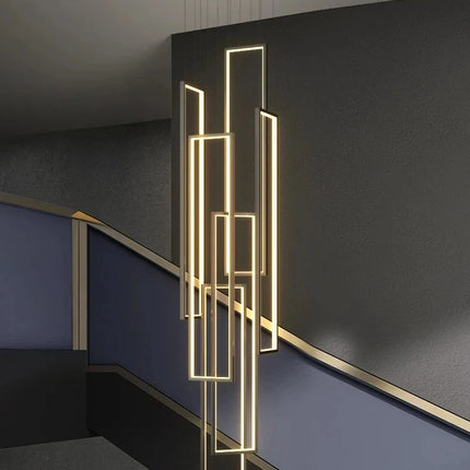 Lustre LED rectangulaire grand modèle finition or noir pour intérieur — LZ4P9XJ