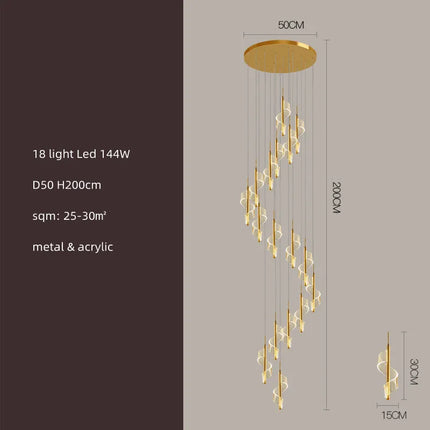 Lustre LED moderne en acrylique pour escaliers en colimaçon — LZ4X9P2