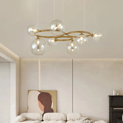 Lustre suspension boule en verre avec barre métallique ronde — LZ4P9X