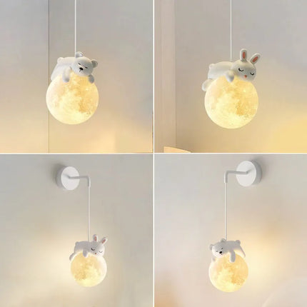 Suspension veilleuse 3D lune et lapin blanc pour enfant — LZ4N7Q