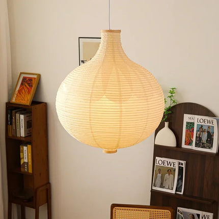 Suspension ronde en papier japonais avec lumière décorative — LZ4X9T