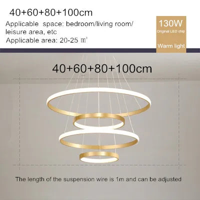 Lustre nordique moderne avec anneau lumineux et télécommande — LZ4X9P2