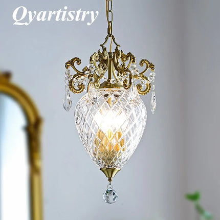 Lustre suspension doré en cristal français motif ananas médiéval — LZ7D9X
