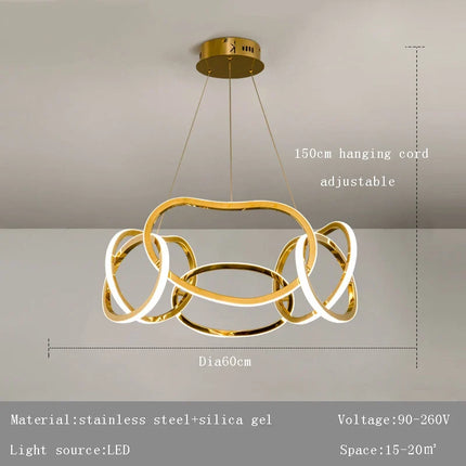 lustre moderne 	 avec lampes led suspendues en silicone
