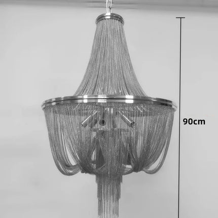 Lustre moderne en aluminium doré à pampilles avec chaîne décorative — LZ4P9XJ